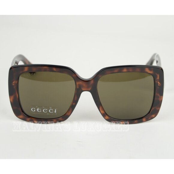 GUCCI SUNGLASSES GG3837/F/S LSDEJ DARK TORTOISESHELL SQUARE INTERLOCKING G - Picture 2 of 8